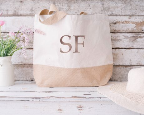 Personalised Bridesmaid Jute Tote Beach Bag with Large Monogram