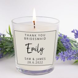 Personalised Bridesmaid Candle, Thank You Bridesmaid Gift, Thank You Maid of Honour Gift, Personalised Flower Girl Gift, Personalised Candle