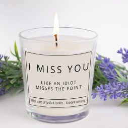 Scented candle, funny candle, friendship gift, fun gift for men, funny joke gift for her, I Miss You Like An Idiot Misses The Point Candle