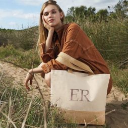 Initials and Last Name Customized Embroidered Tote Bag 100% Cotton Canvas  Chic Personalized Tote Bag for Bridesmaid Anniversary Wedding Day