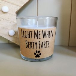 Personalised Pet Rude Candle, Light Me When The Dog or Cat Name Farts