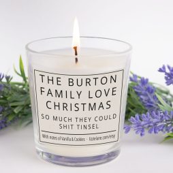 Personlaised candle, The .. Family Love Christmas So Much They Could Shit Tinsel Candle, Fun Family Christmas Gift, Joke Christmas Candle