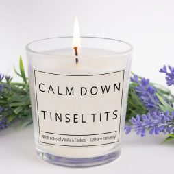 Funny Candle, Calm Down Tinsel Tits Christmas Candle Gift