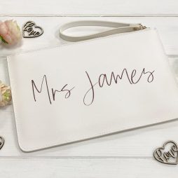 Personalised Bride Clutch Bag, Mrs Bag