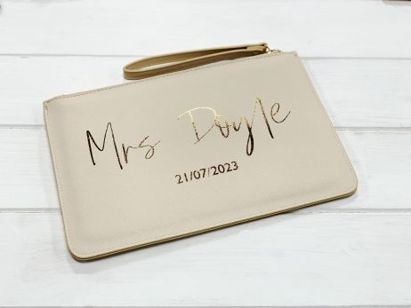 Personalised Bride Clutch Bag, Mrs Bag