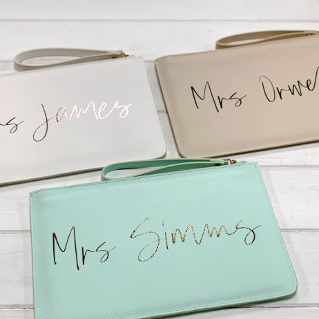 Personalised Bride Clutch Bag, Mrs Bag