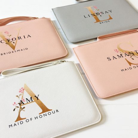 Custom Clutch Bag For Bridesmaids with Name and Initial