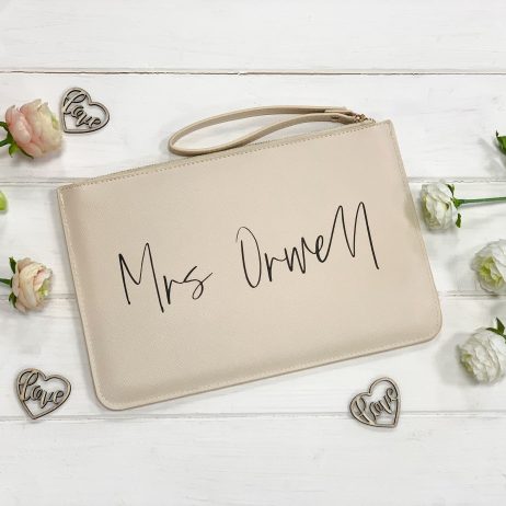 Personalised Bride Clutch Bag, Mrs Bag