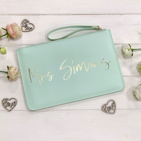 Personalised Bride Clutch Bag, Mrs Bag