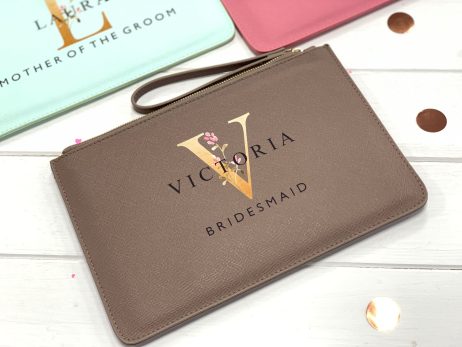 Custom Clutch Bag For Bridesmaids with Name and Initial