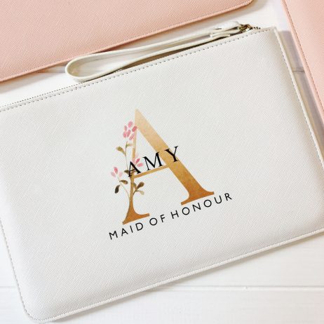 Custom Clutch Bag For Bridesmaids with Name and Initial