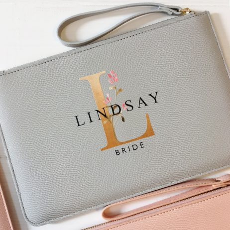 Custom Clutch Bag For Bridesmaids with Name and Initial