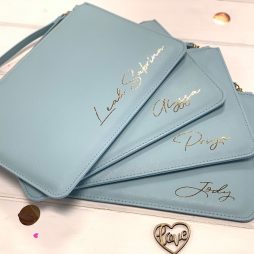 Light Blue Personalised Bridesmaid Clutch Bag