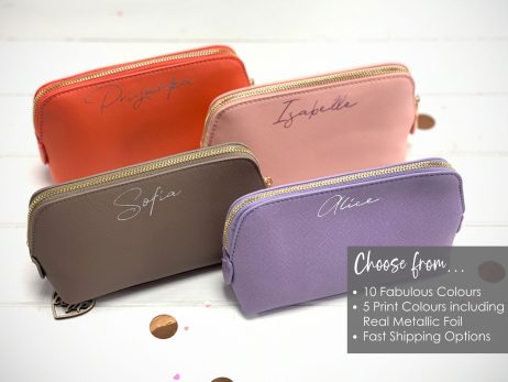 Personalised Cosmetic Bag with Name, Custom Makeup Organizer, Xmas Gift for Her, Wife, Girlfriend, Sister, Auntie, Custom Bridesmaid Gift