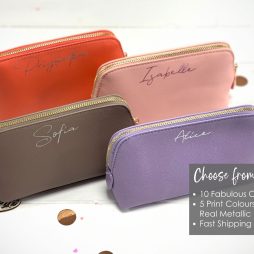Personalised Makeup Bag, Custom Name, Variety of Colours, Gift For Her