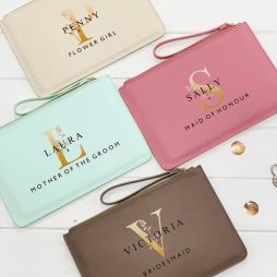 Custom Clutch Bag For Bridesmaids with Name and Initial