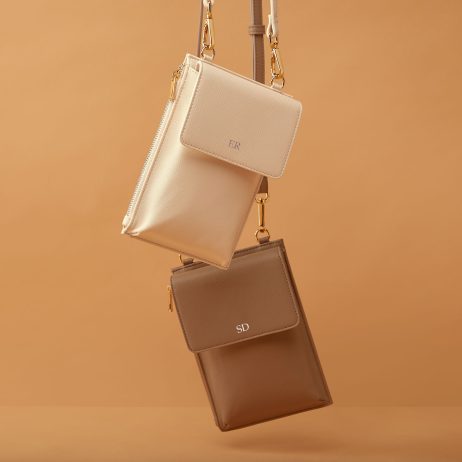 Personalised Phone Bag: Vegan Leather Crossbody Bag with Monogram