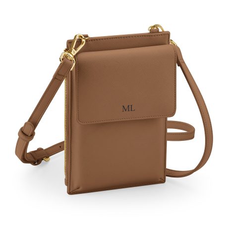 Personalised Phone Bag: Vegan Leather Crossbody Bag with Monogram