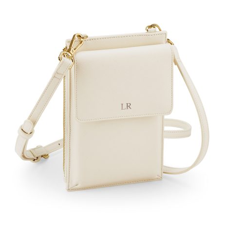 Personalised Phone Bag: Vegan Leather Crossbody Bag with Monogram
