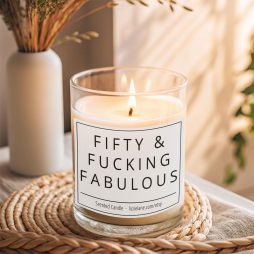 Fifty & Fabulous Candle - Funny 50th Birthday Milestone Present