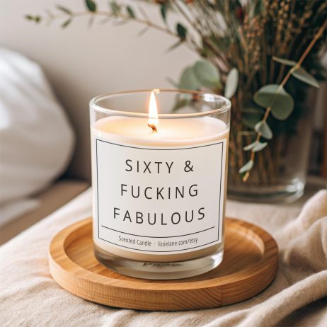 Sixty & Fabulous Candle - 60th Milestone Birthday Gift For Her