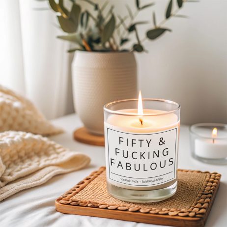 Fifty & Fabulous Candle - Funny 50th Birthday Milestone Present