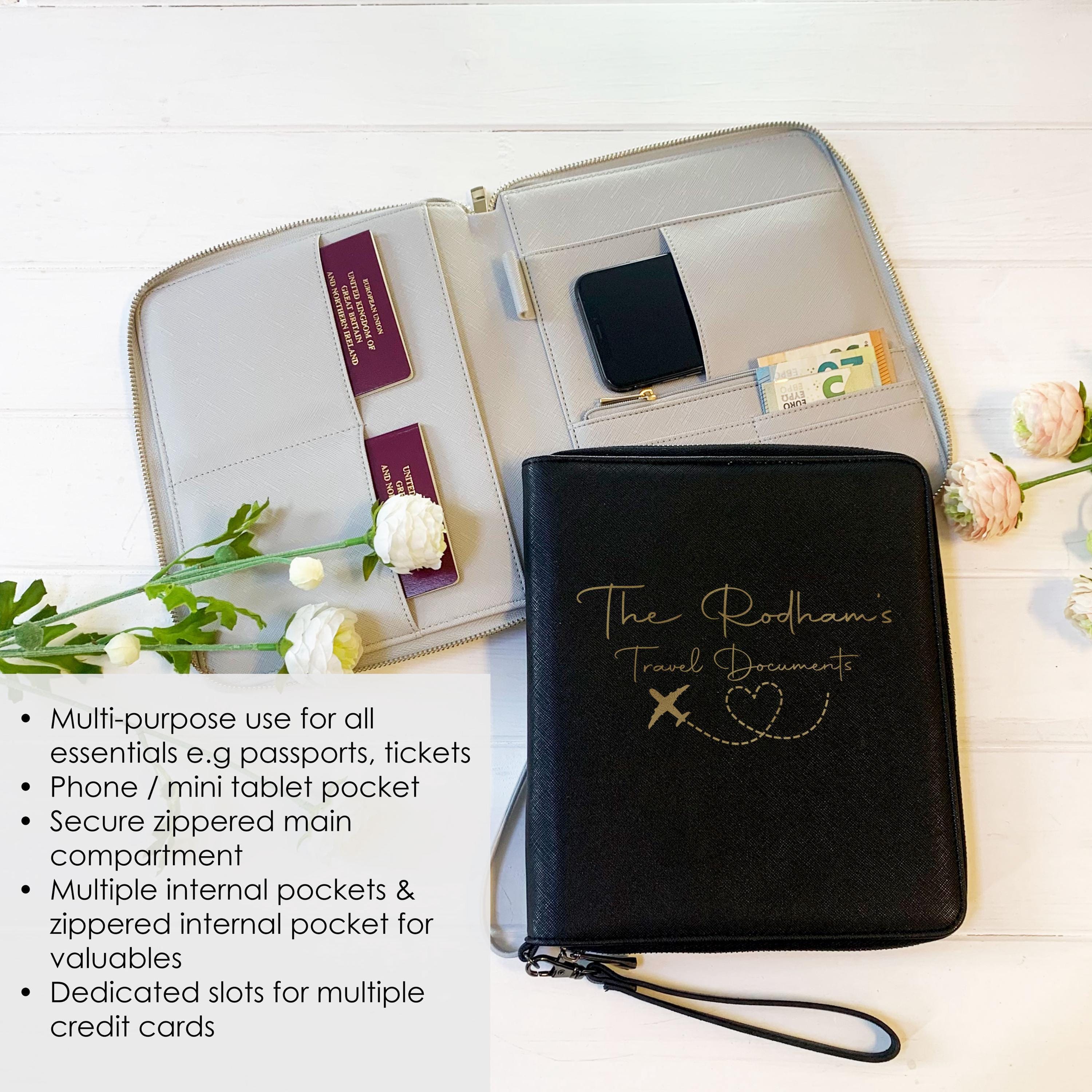 il_fullxfull.7652892327_oaj1 Premium Passport Travel Document Holder Personalised Travel Wallet for Travel Money, Tech Organiser Couples Travel Passport Case Custom Gift