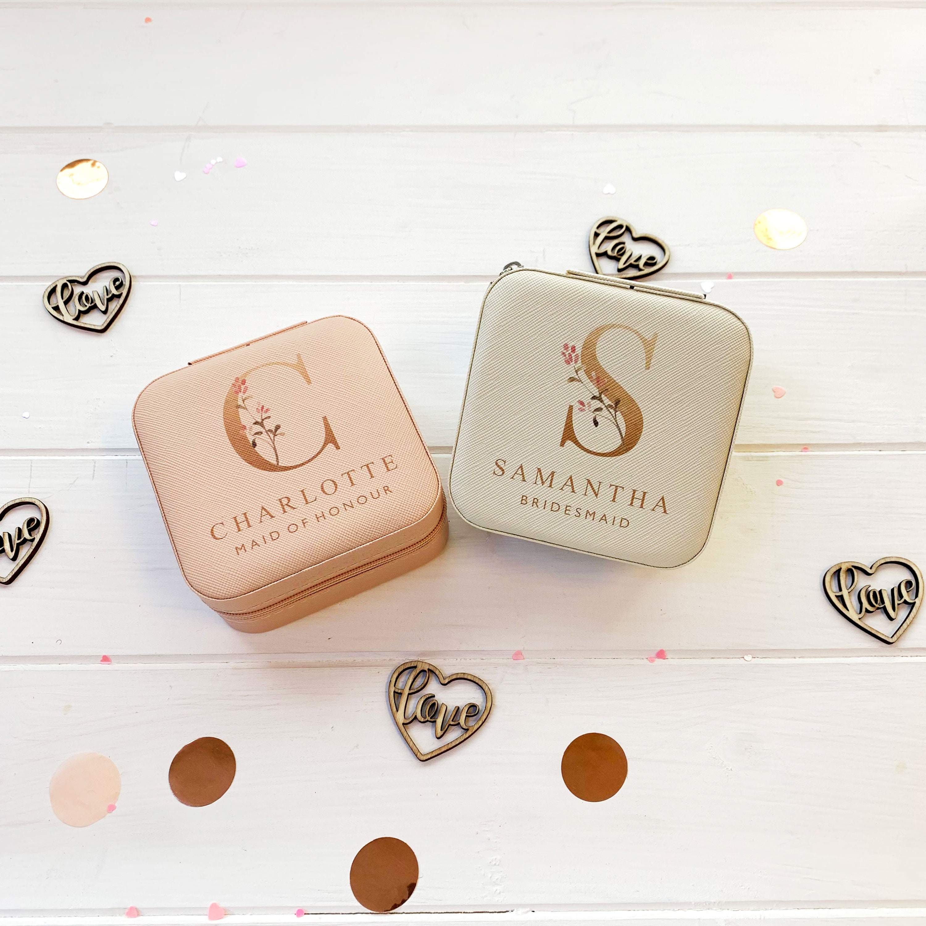 Personalised Bridesmaid Jewellery Box with Name and Initial Personalised Bridesmaid Jewellery Box with Name and Initial