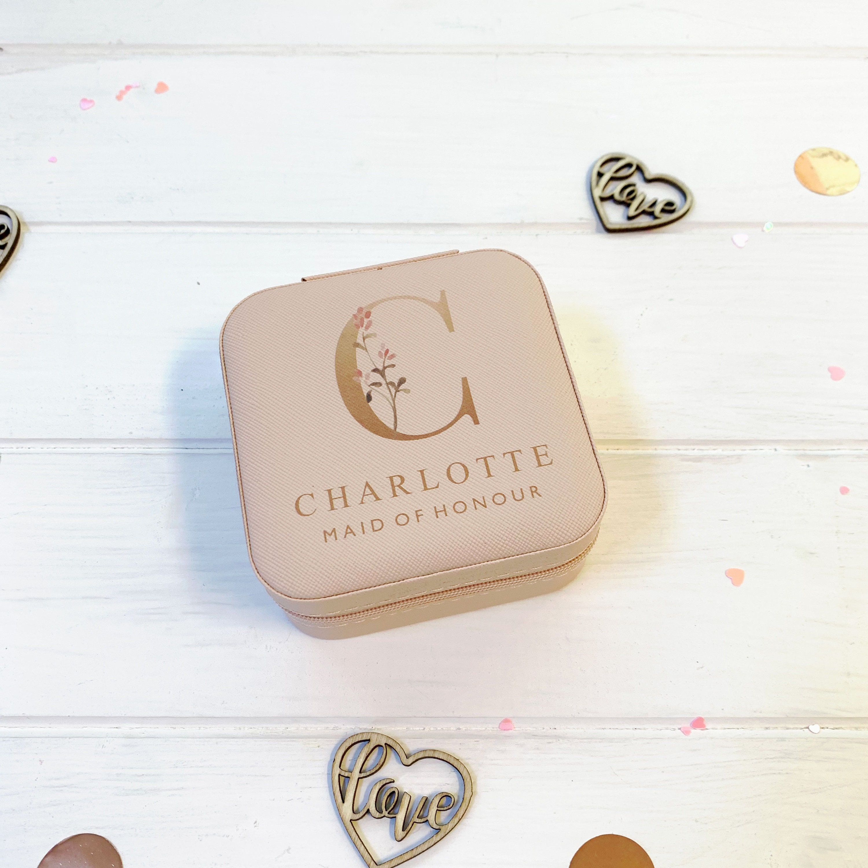 Personalised Bridesmaid Jewellery Box with Name and Initial Personalised Bridesmaid Jewellery Box with Name and Initial