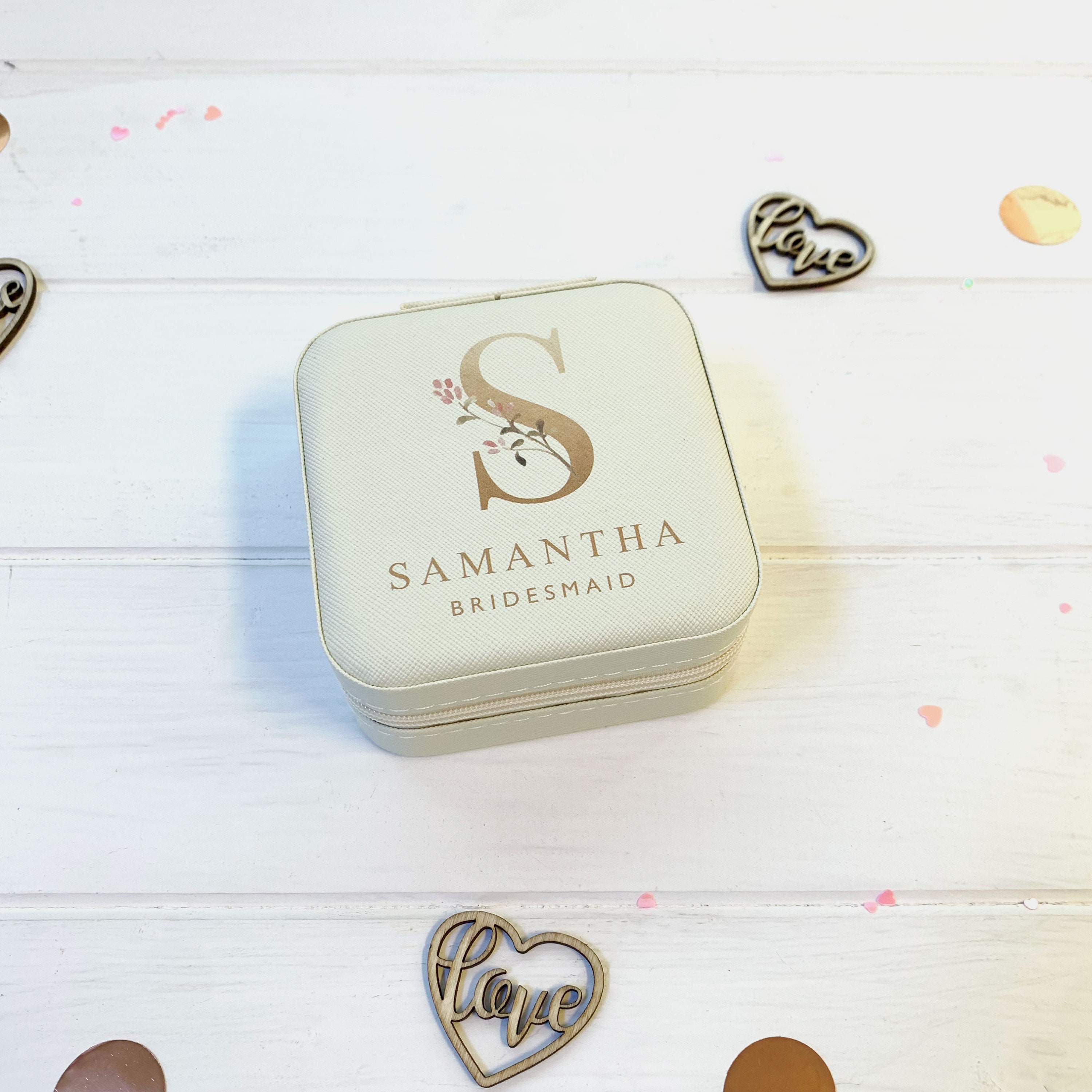 Personalised Bridesmaid Jewellery Box with Name and Initial Personalised Bridesmaid Jewellery Box with Name and Initial