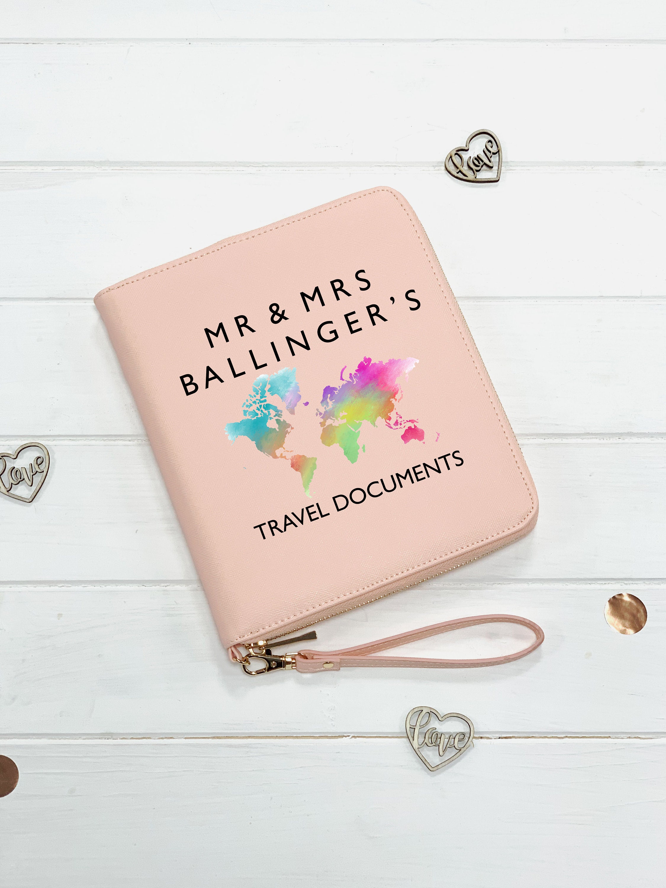 Family Passport Travel Documents Holder, Personalised Name Organiser, Luxury Adventure Airport Booking Vegan Leather Pouch Holiday Wallet