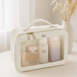 Personalised Clear Cosmetic Bag with Monogram Personalised Clear Cosmetic Bag with Monogram