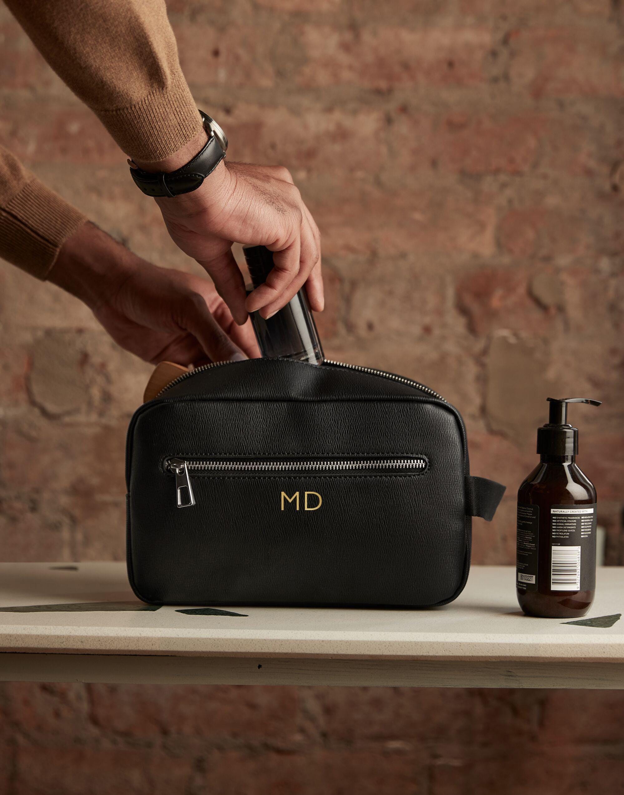 Personalised Men’s Wash Bag with Initials Personalised Men’s Wash Bag with Initials