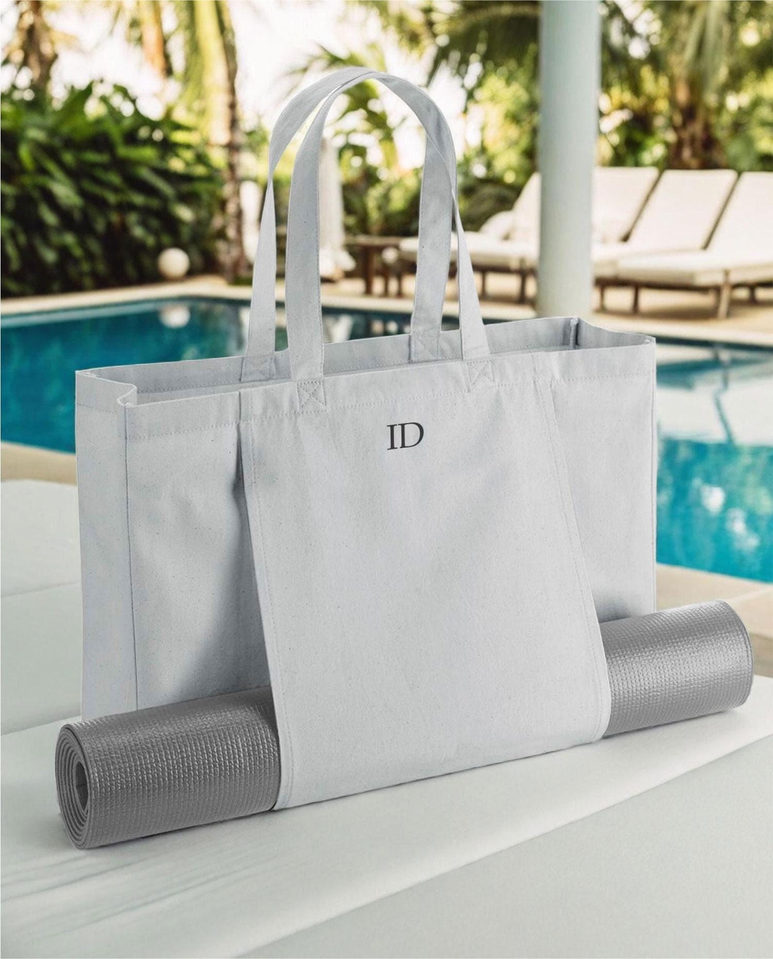 Personalised Monogram Organic Cotton Yoga Tote Bag Personalised Monogram Organic Cotton Yoga Tote Bag