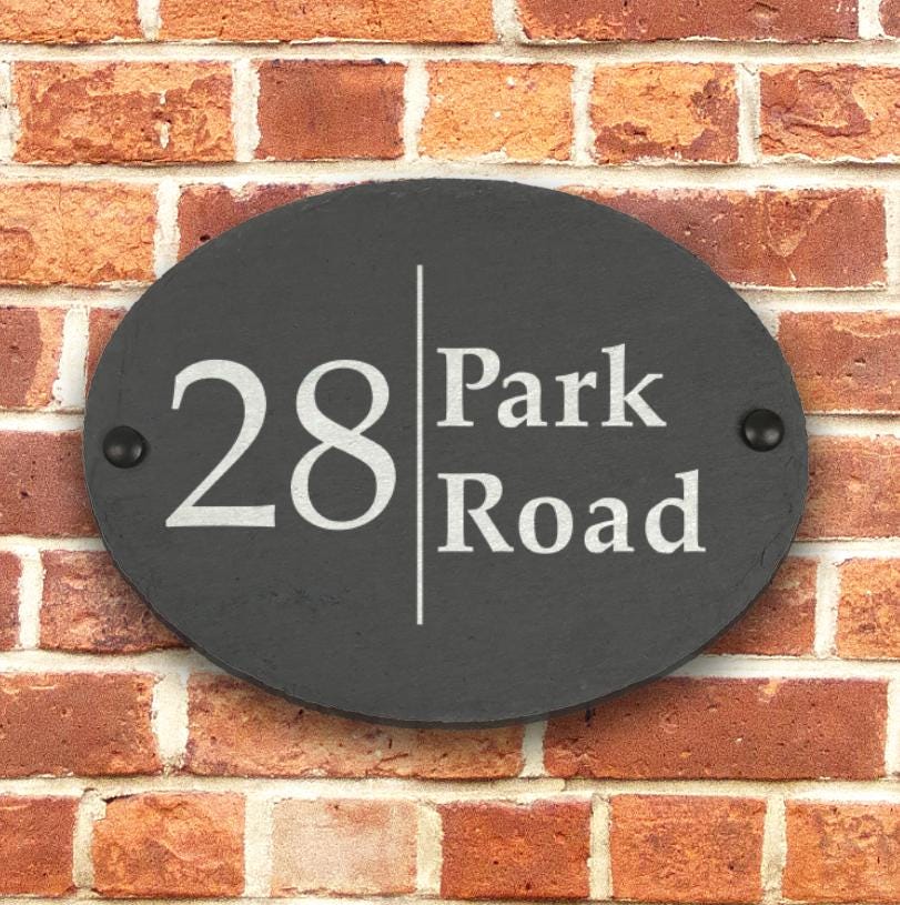 Personalised Slate House Sign with House Number and Street Personalised Slate House Sign with House Number and Street