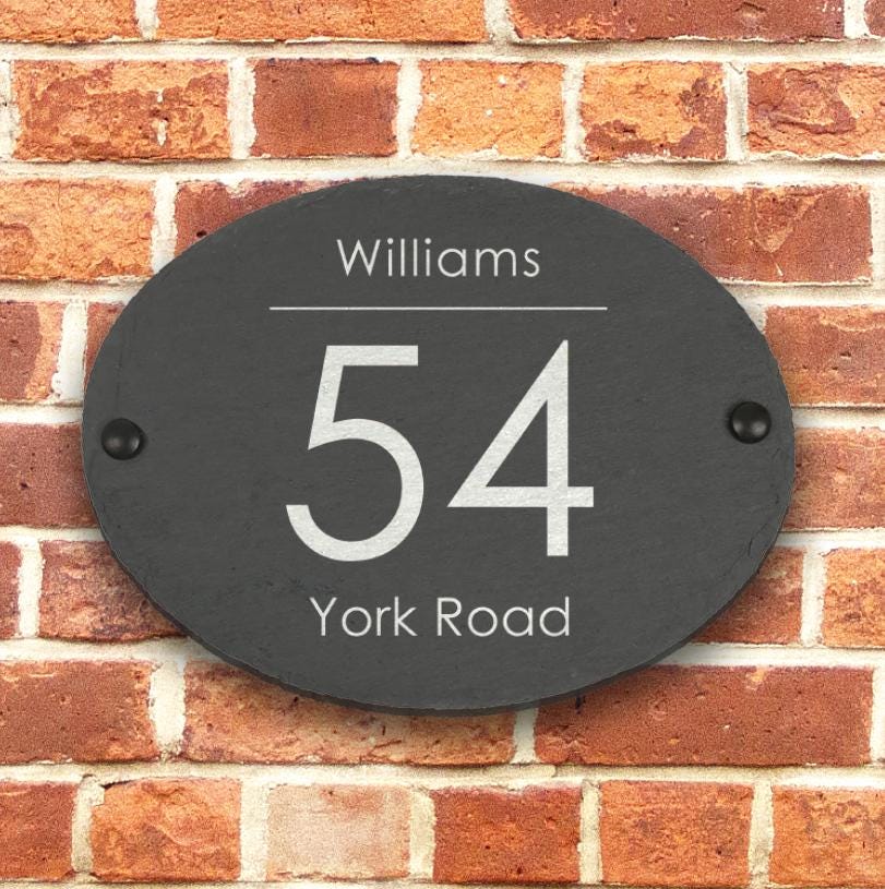 Personalised Slate House Sign with House Number and Street Personalised Slate House Sign with House Number and Street