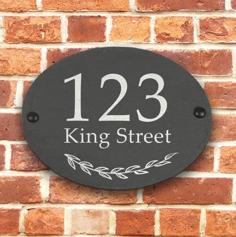 Personalised Slate House Sign with House Number and Street Personalised Slate House Sign with House Number and Street