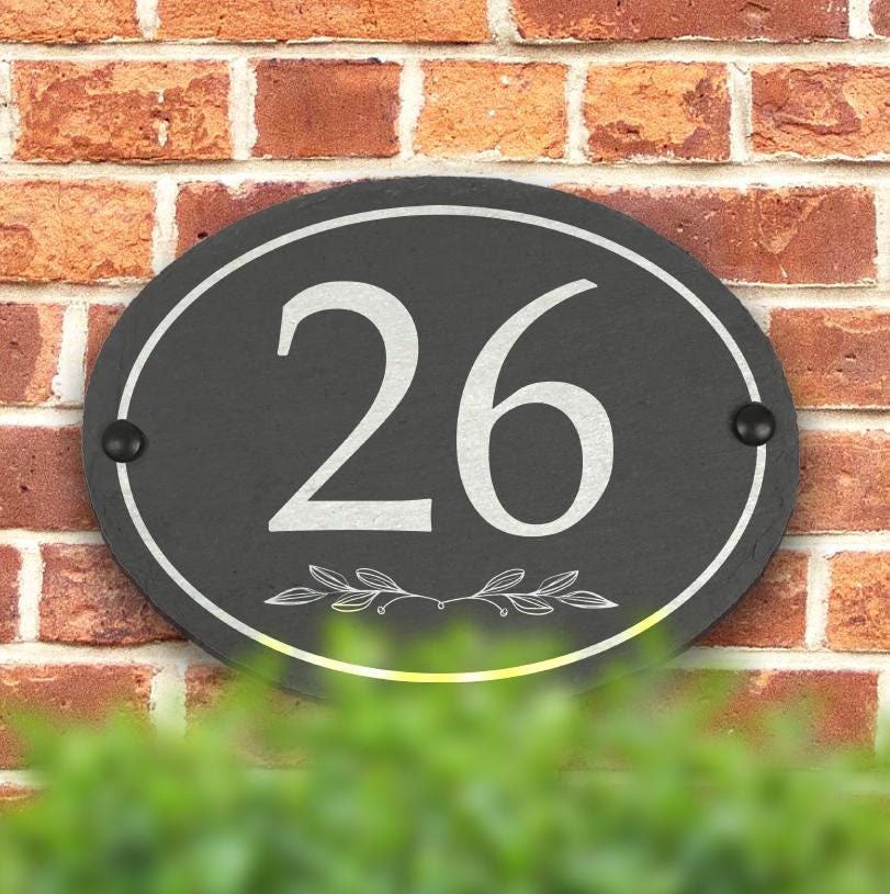 Personalised Slate House Sign with House Number and Street Personalised Slate House Sign with House Number and Street