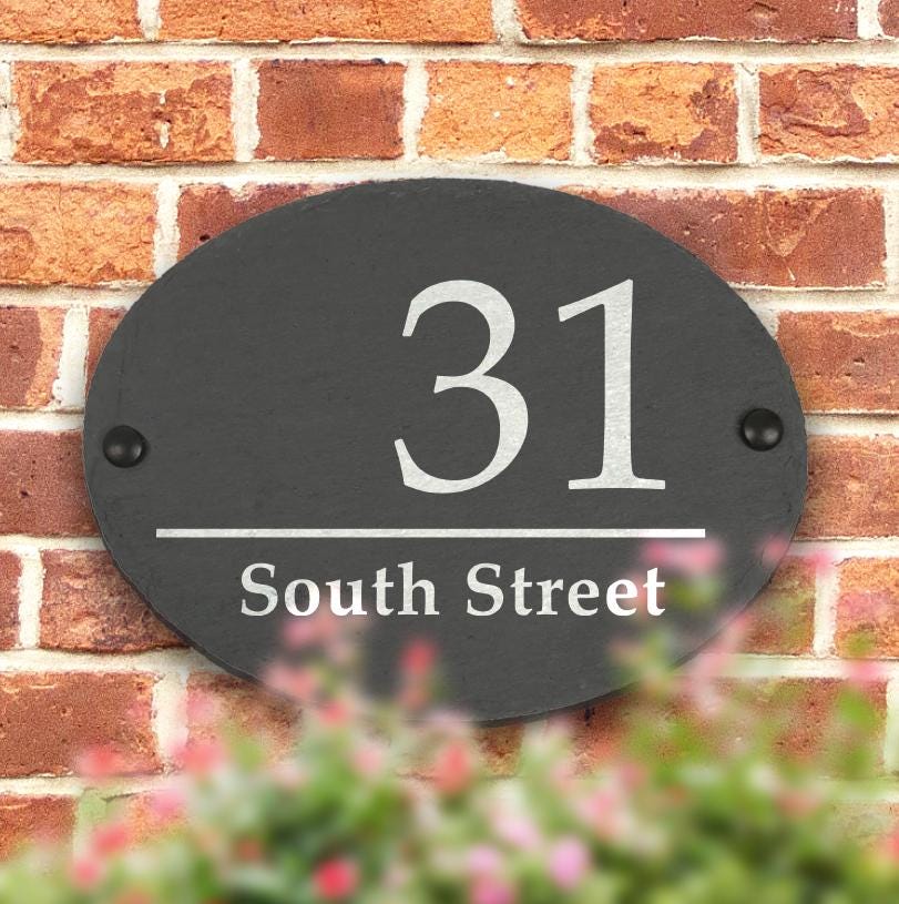 Personalised Slate House Sign with House Number and Street Personalised Slate House Sign with House Number and Street