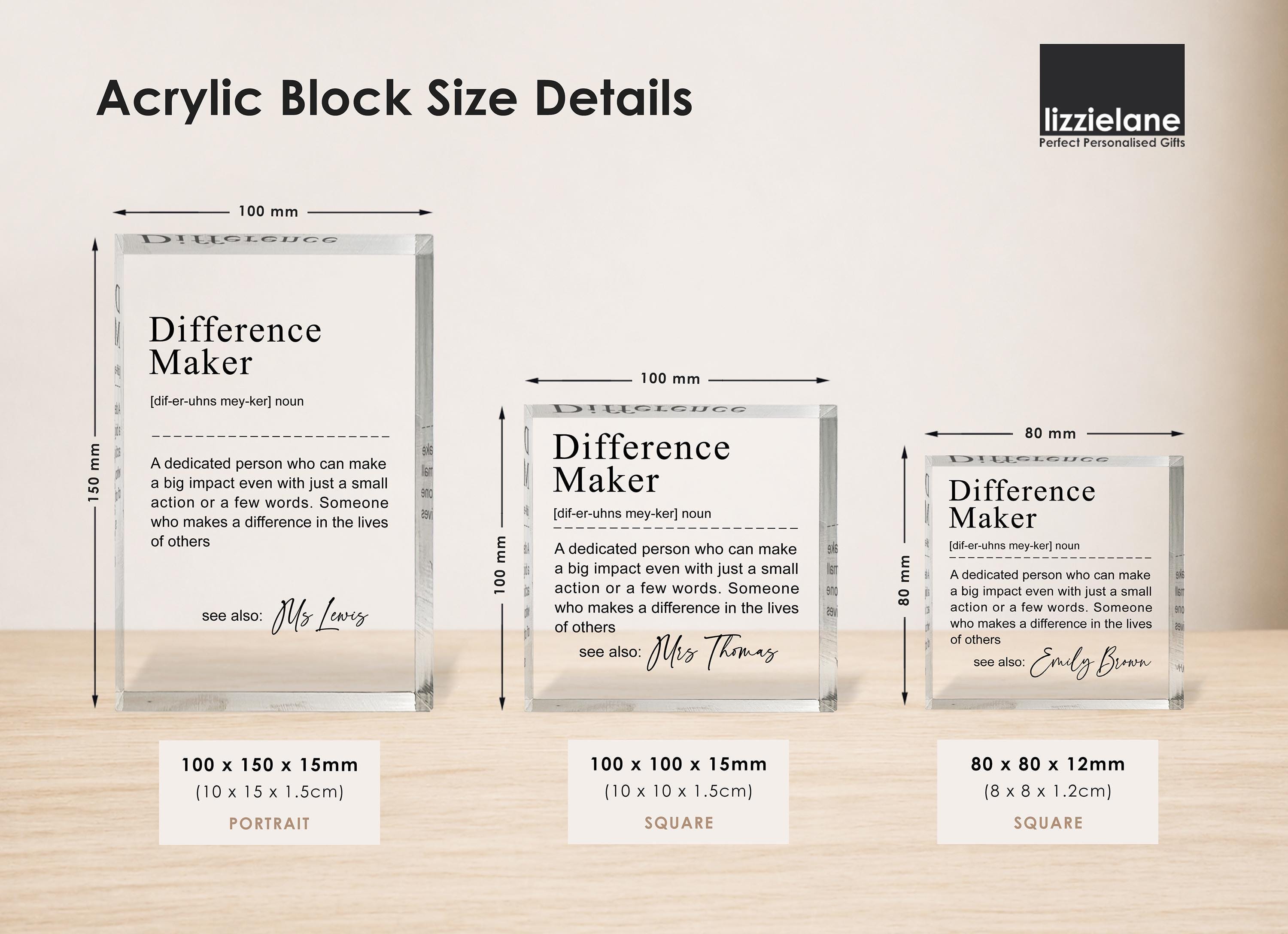 Personalised Difference Maker Acrylic Block with Name Personalised Difference Maker Acrylic Block with Name