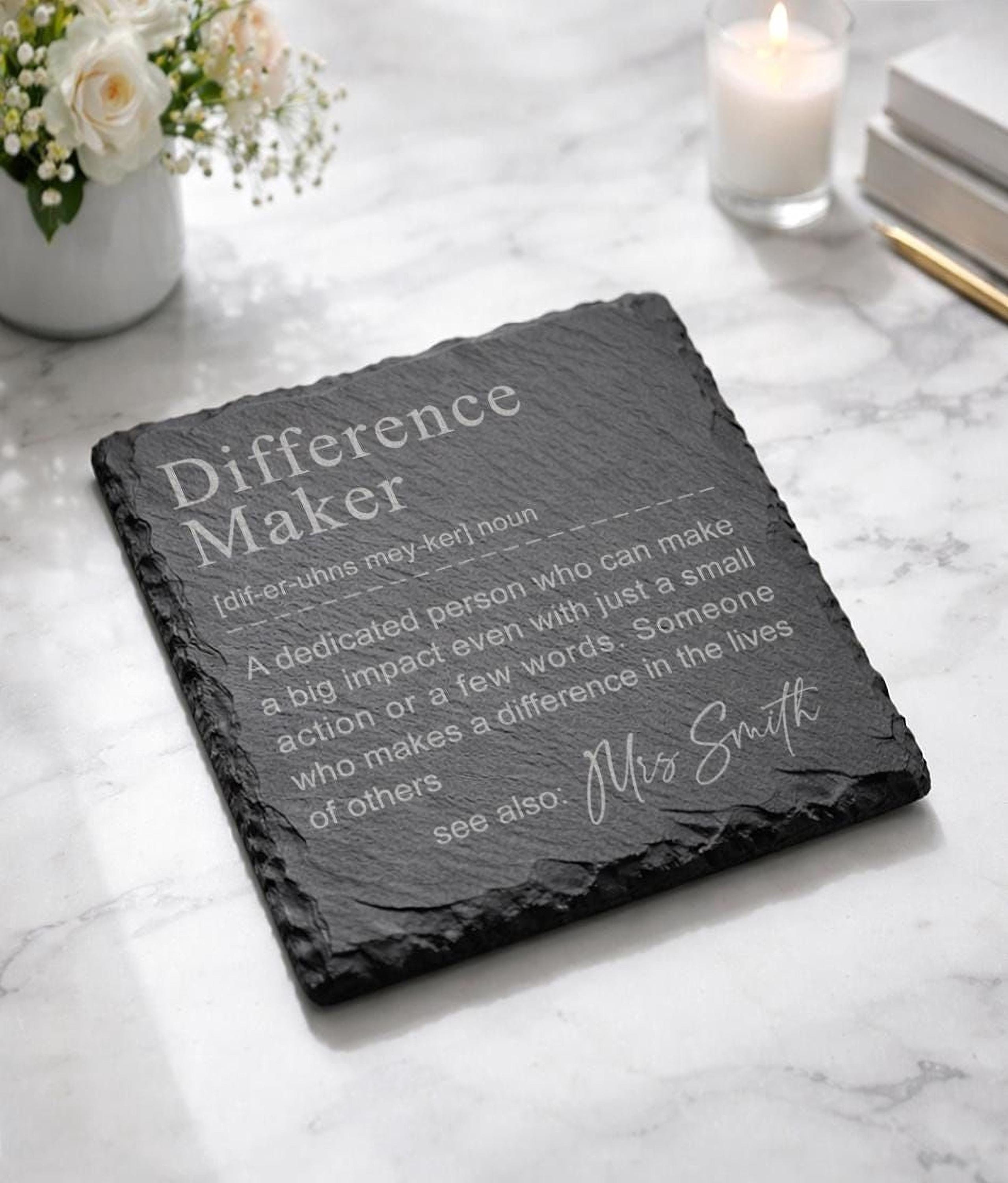 Personalised Difference Maker Slate Coaster with Name Personalised Difference Maker Slate Coaster with Name