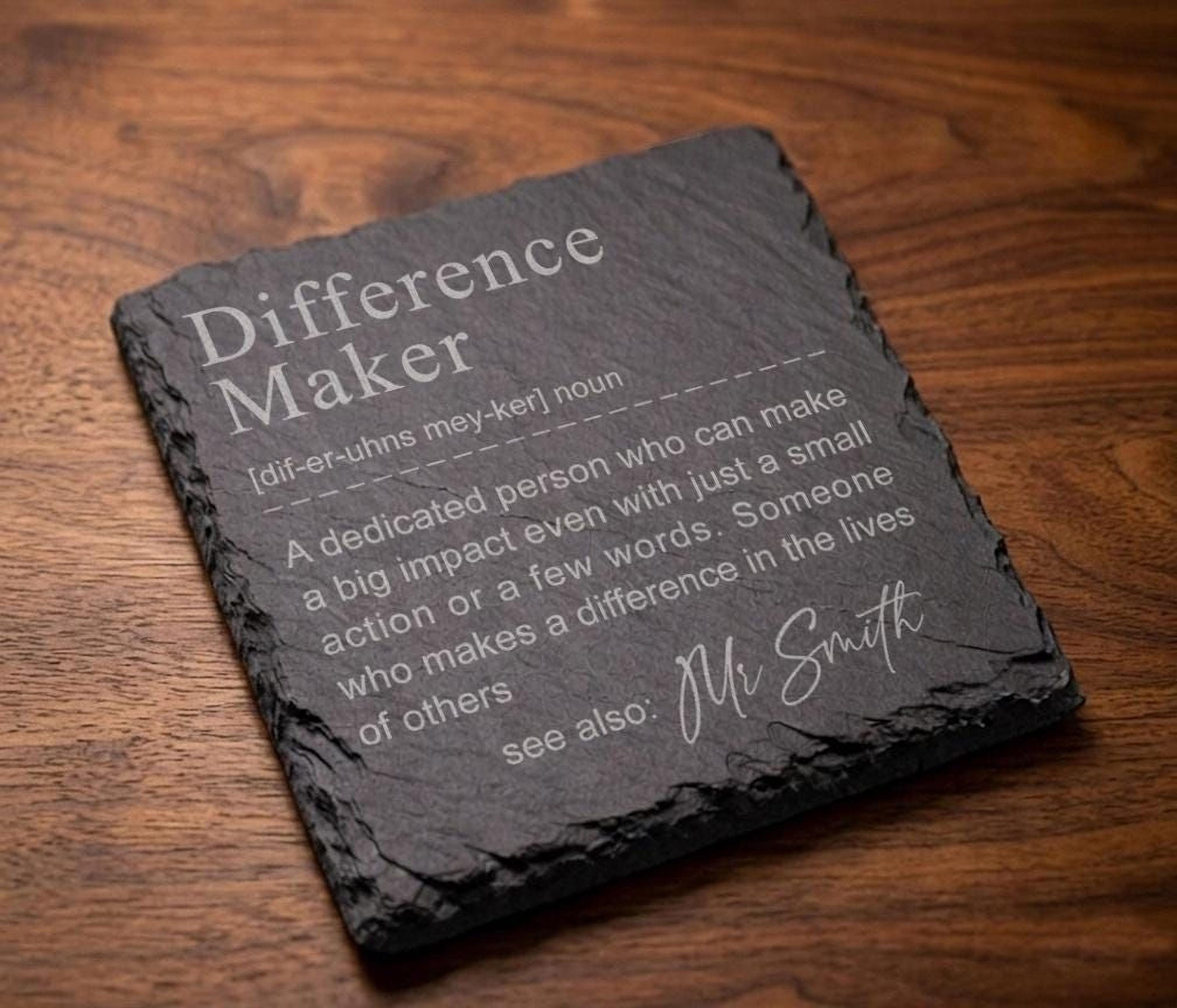 Personalised Difference Maker Slate Coaster with Name Personalised Difference Maker Slate Coaster with Name