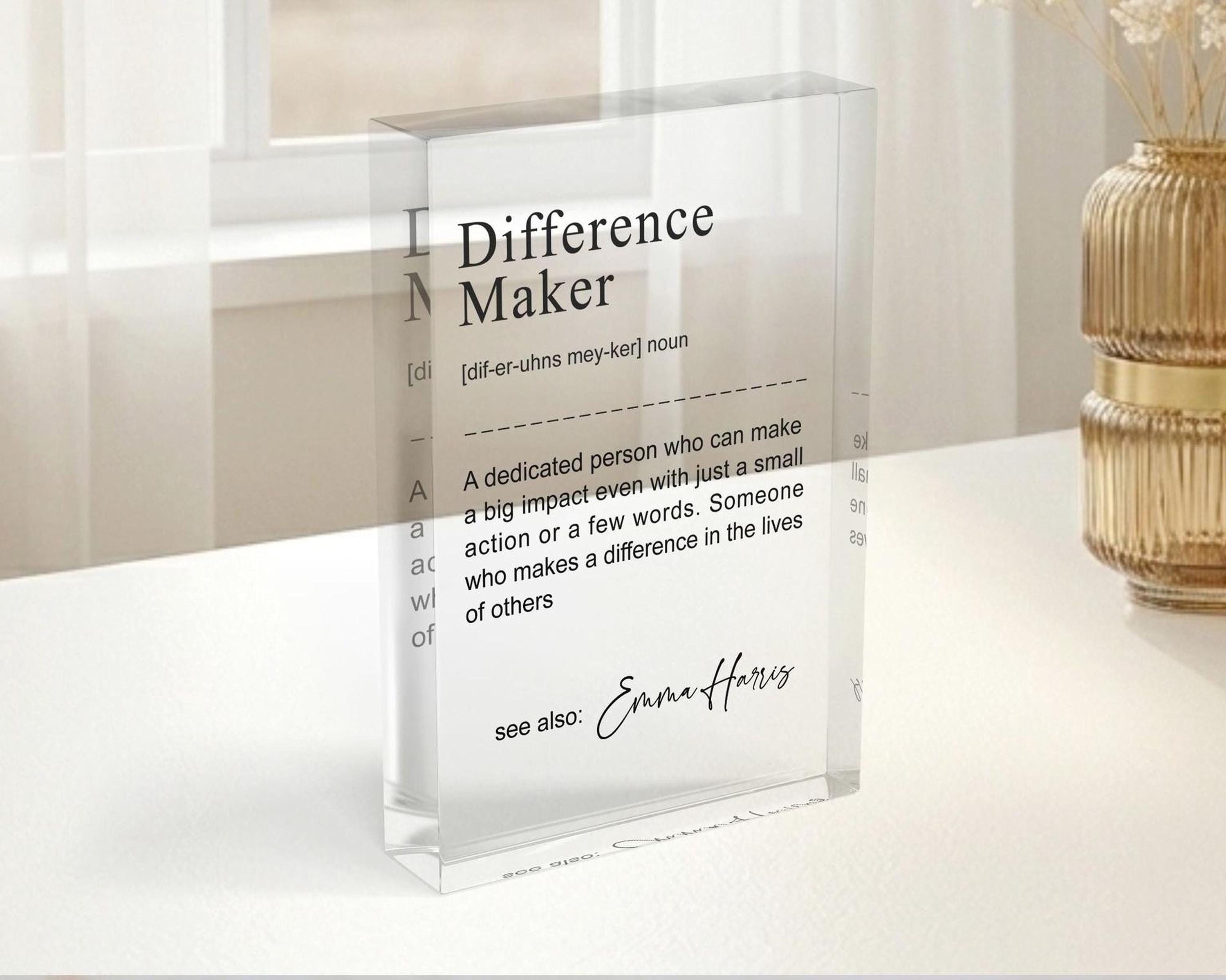 Personalised Difference Maker Acrylic Block with Name Personalised Difference Maker Acrylic Block with Name