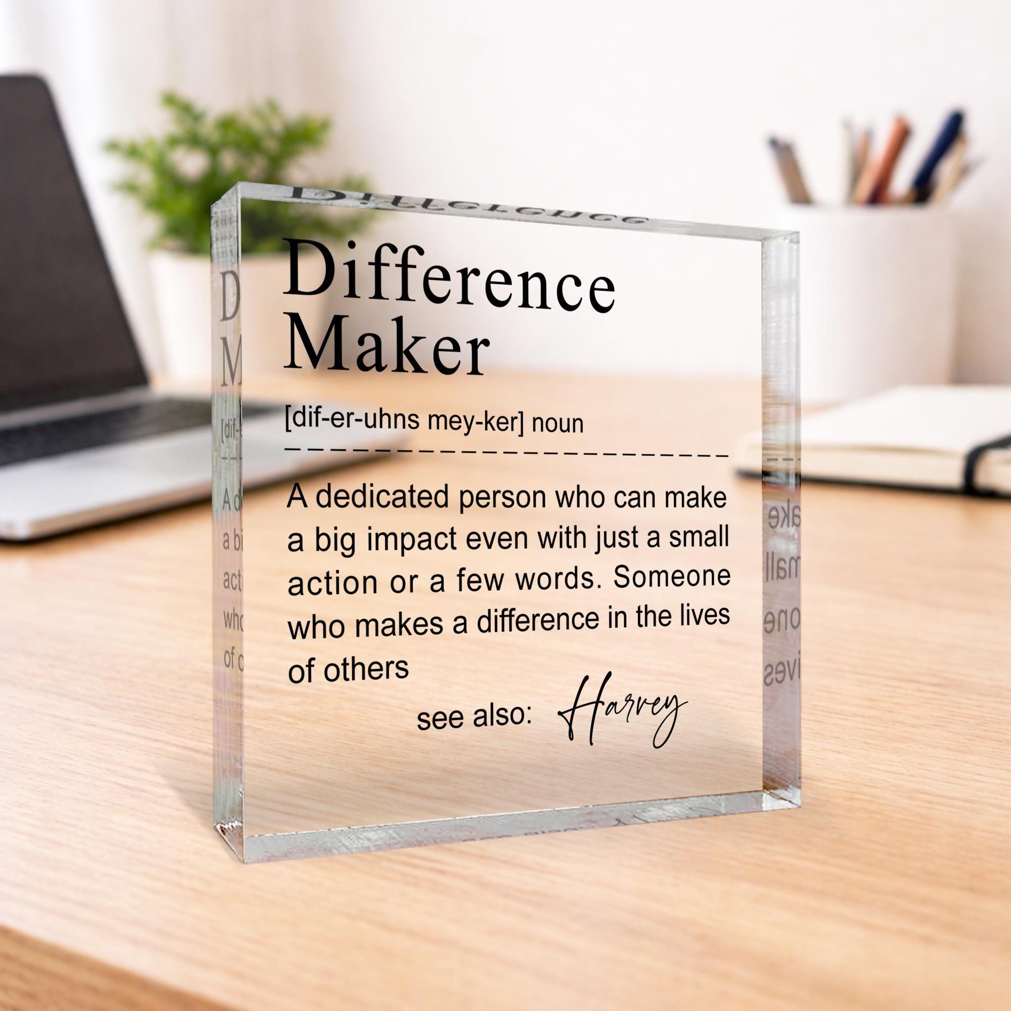 Personalised Difference Maker Acrylic Block with Name Personalised Difference Maker Acrylic Block with Name