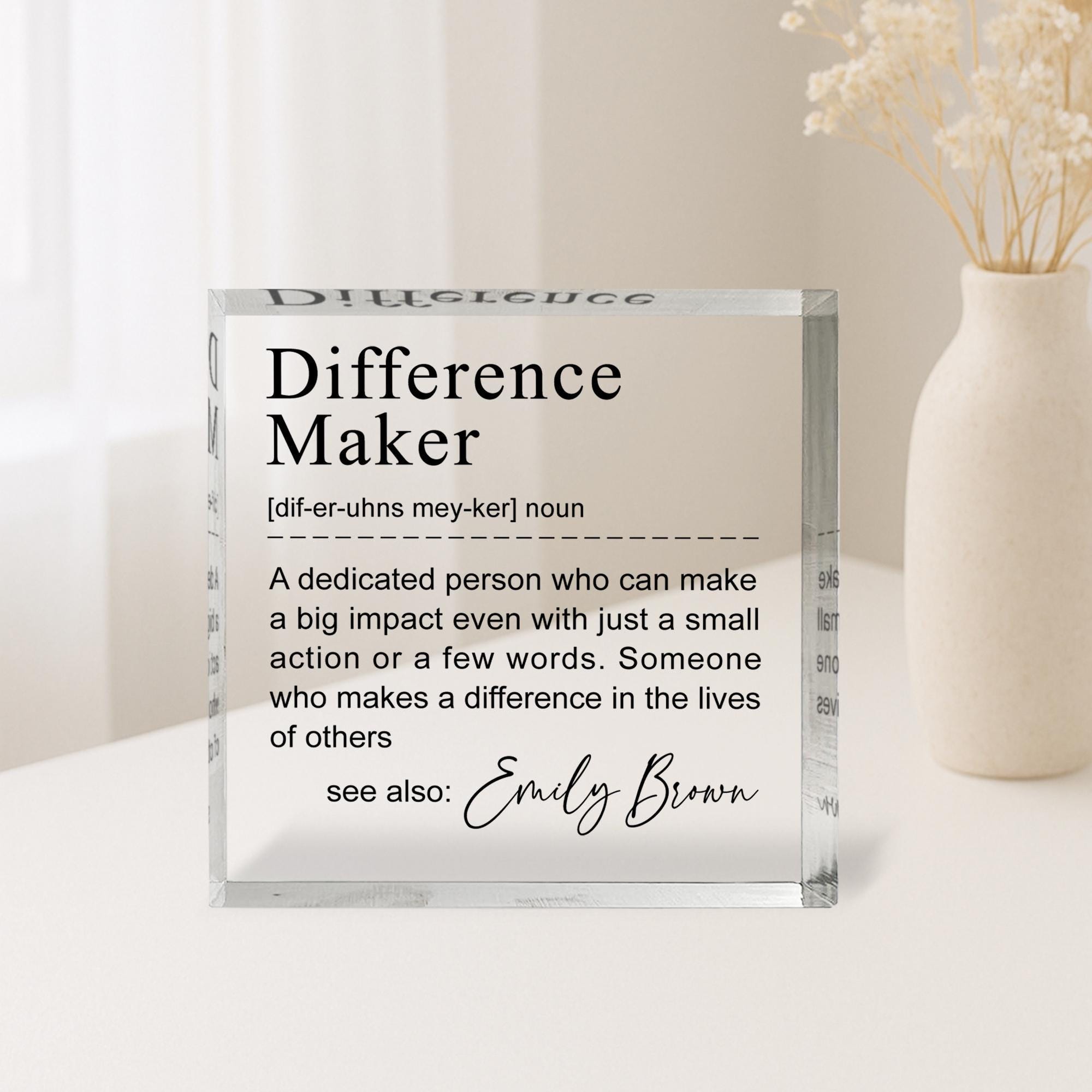 Personalised Difference Maker Acrylic Block with Name Personalised Difference Maker Acrylic Block with Name