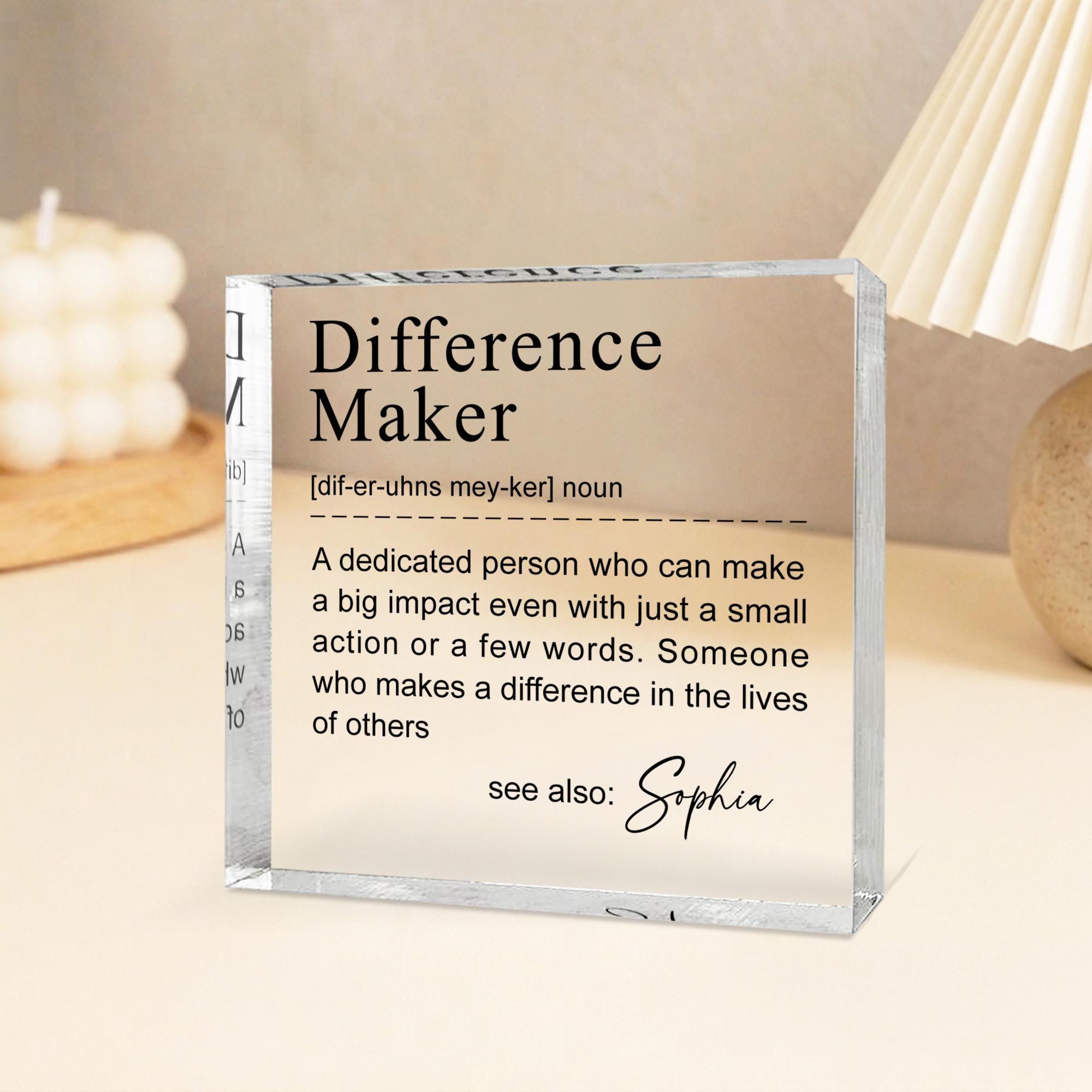 Personalised Difference Maker Acrylic Block with Name Personalised Difference Maker Acrylic Block with Name