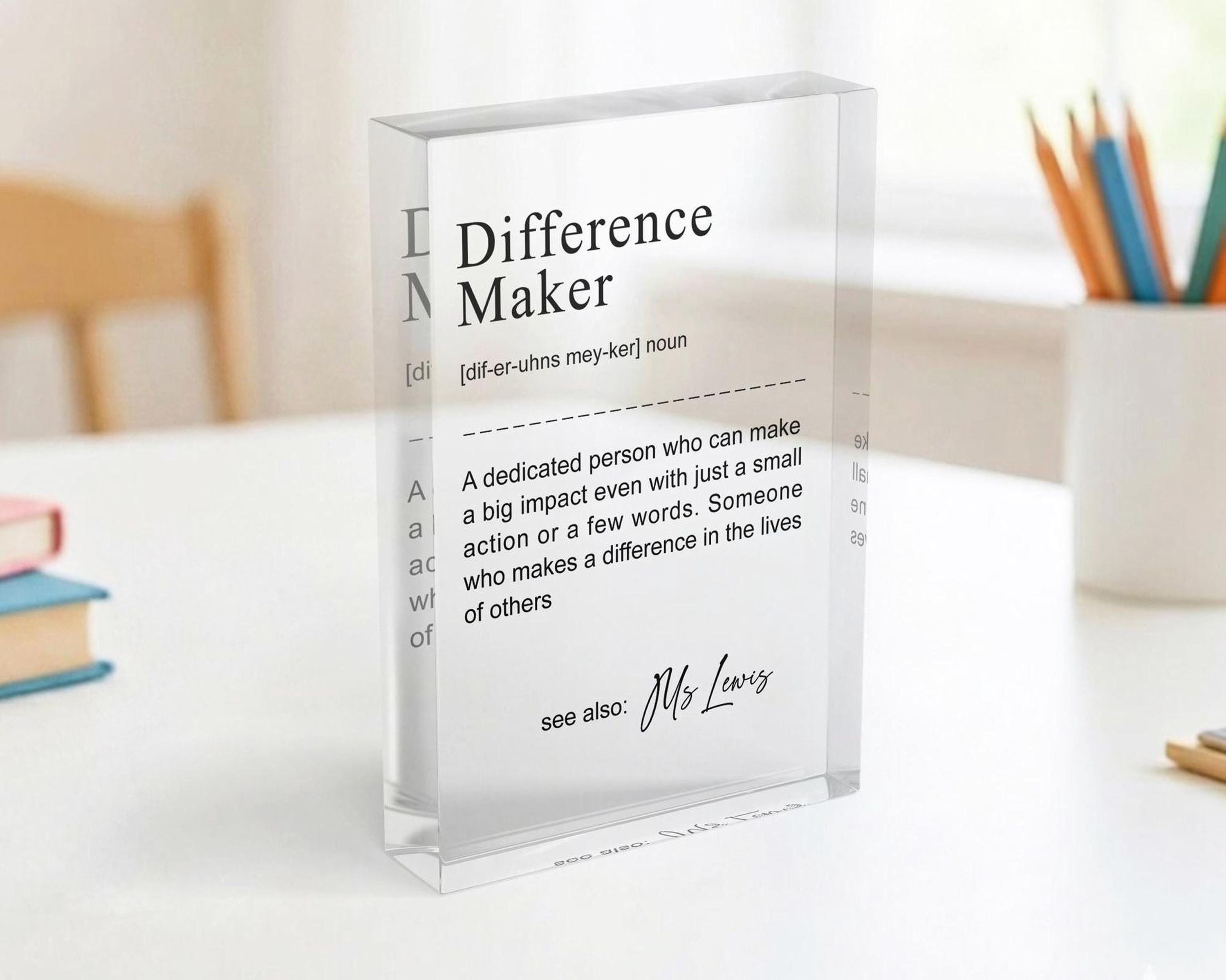 Personalised Difference Maker Acrylic Block with Name Personalised Difference Maker Acrylic Block with Name