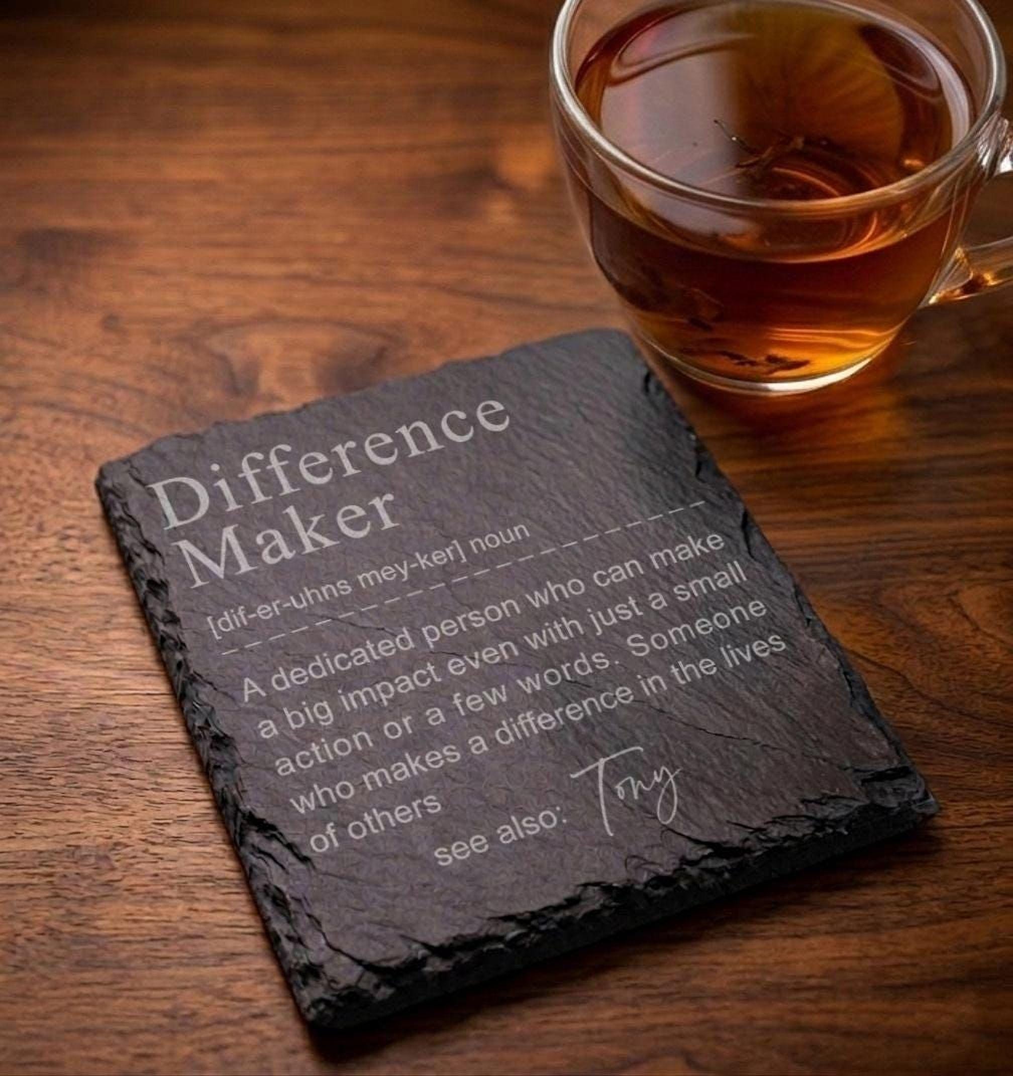 Personalised Difference Maker Slate Coaster with Name Personalised Difference Maker Slate Coaster with Name