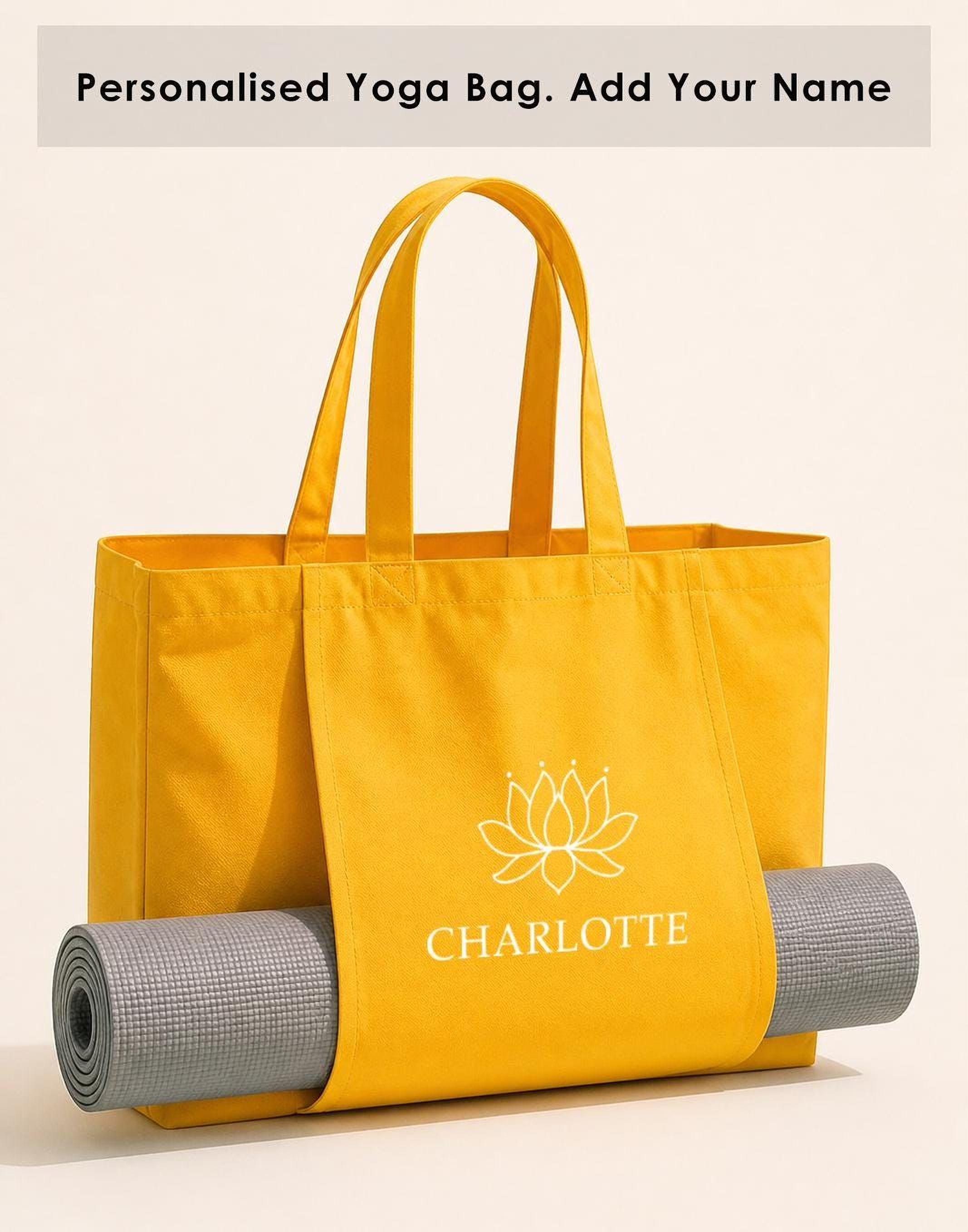 Personalised Organic Cotton Yoga Tote Bag with Name Personalised Organic Cotton Yoga Tote Bag with Name