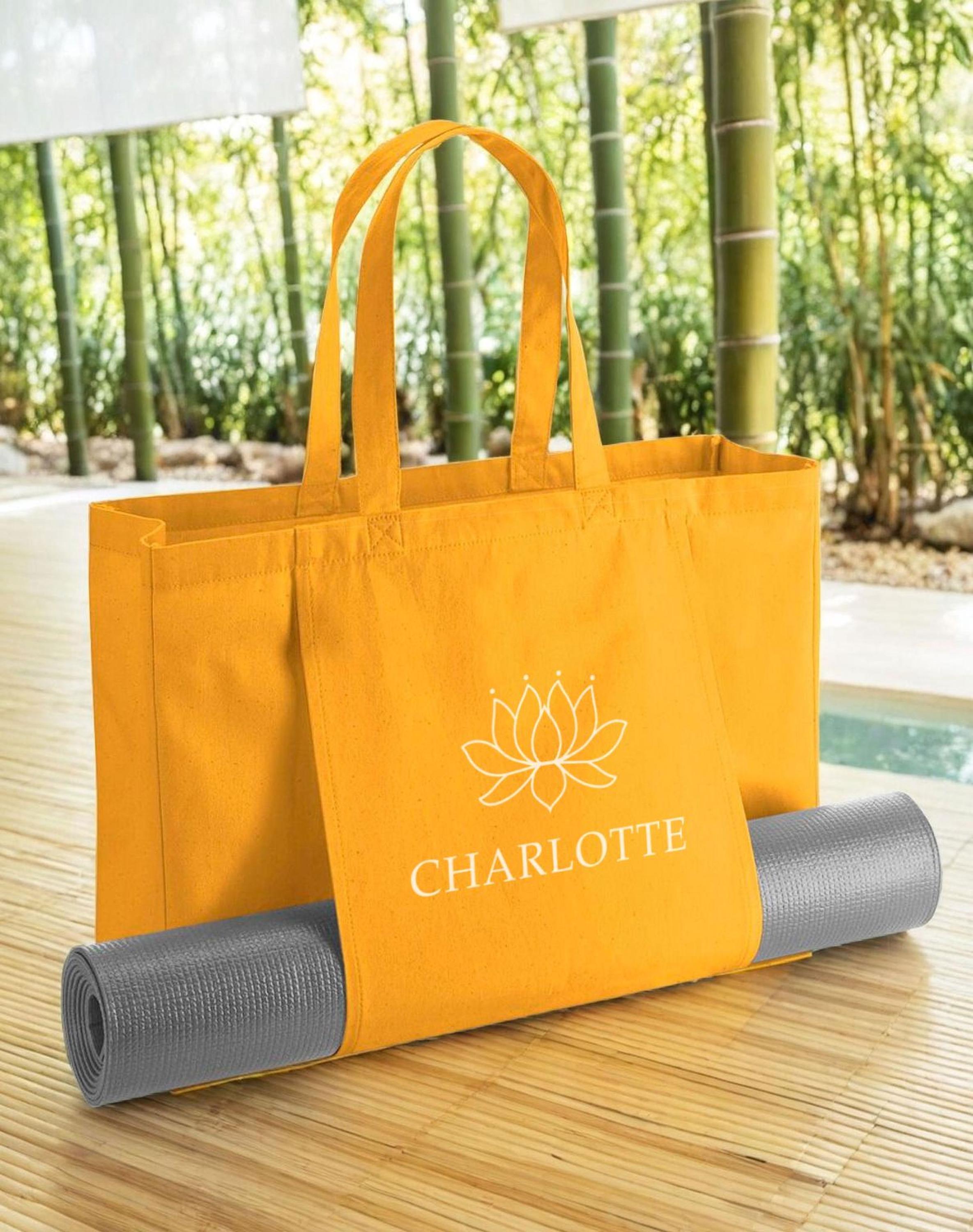 Personalised Organic Cotton Yoga Tote Bag with Name Personalised Organic Cotton Yoga Tote Bag with Name